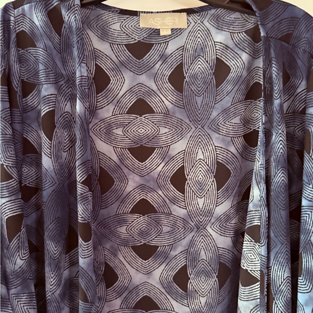 New Asher Blue patterned Long Duster Kimono - Picture 10 of 12
